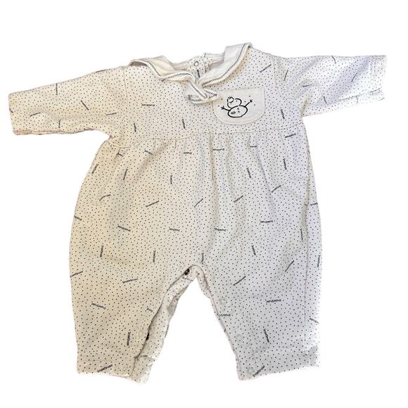 Vintage Agabang Baby Boy 18 Month SnowSnow Collared One Piece Winter Scene - Picture 1 of 8